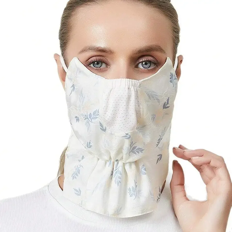 

Leaf Pattern Breathable Sunscreen Face Mask For Outdoor Use