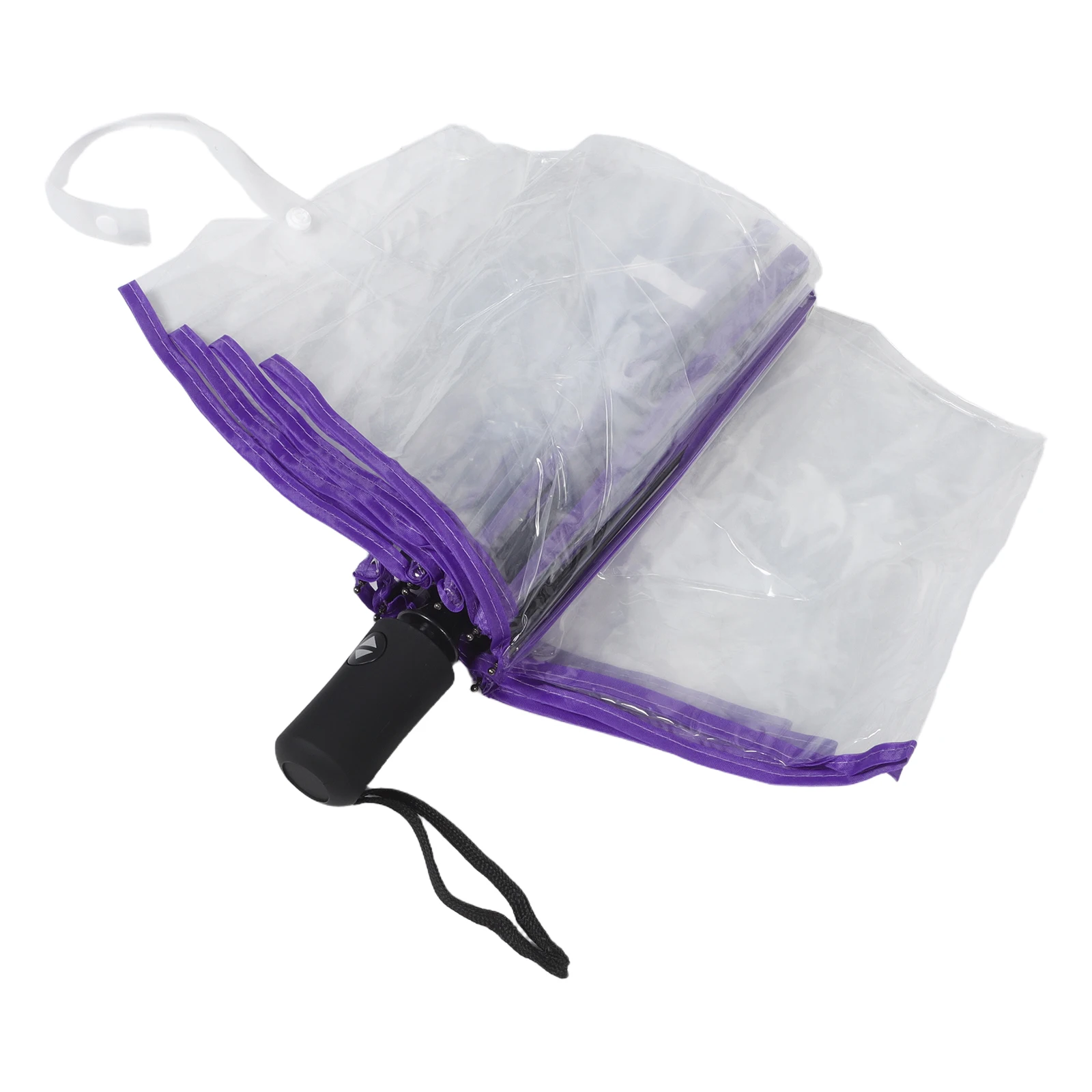 

Clear Automatic Open Close Transparent Three-Fold Folding Umbrella Compact Travel Rainproof Windproof For Women Men Red