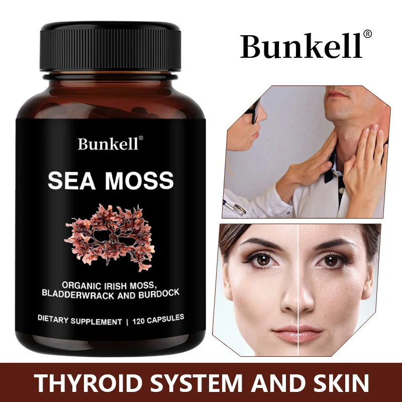 

Organic Irish Sea Moss Capsules with Bladderwrack & Burdock Root, Support Immune, Thyroid, Skin, Joint & Digestive Wellness