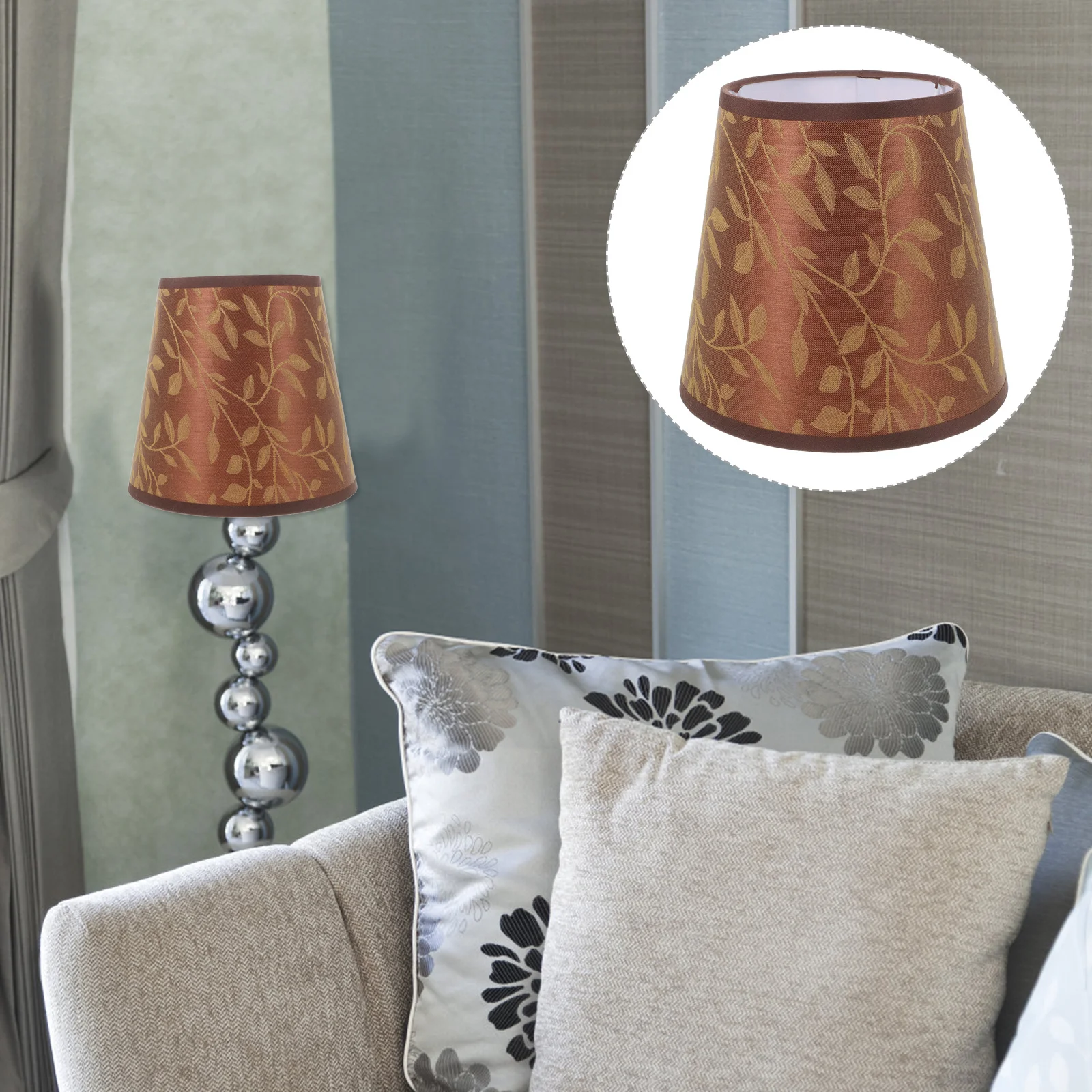 

Small Vintage Lampshade Willow Leaves Pattern Cloth Lamp Shade Indoor Light Cover Decorative for Table Wall Desk Lamps