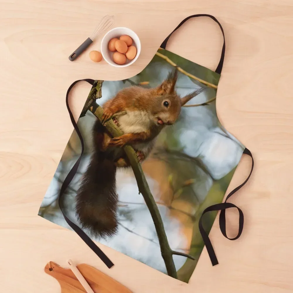 Red Squirrel Apron professional hairdresser for women with pocket Apron