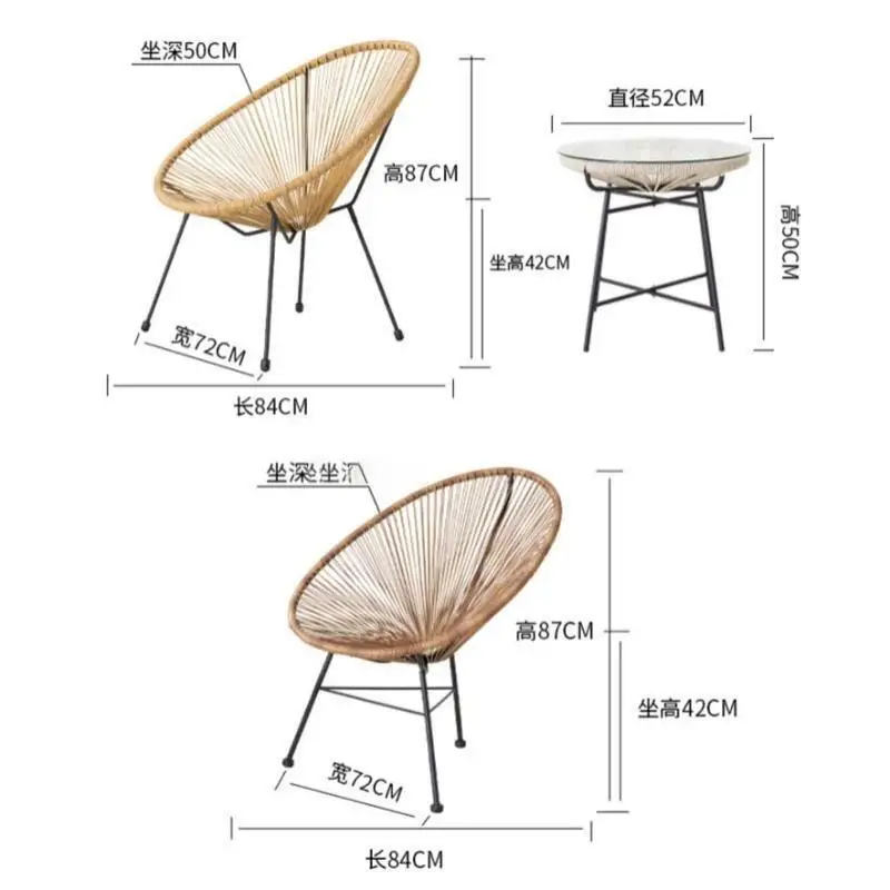 Nordic Living Room Chair Home Furniture Leisure Armchair Ins Wicker Chair Balcony Outdoor Rattan Chair Balcony Backrest Armchair