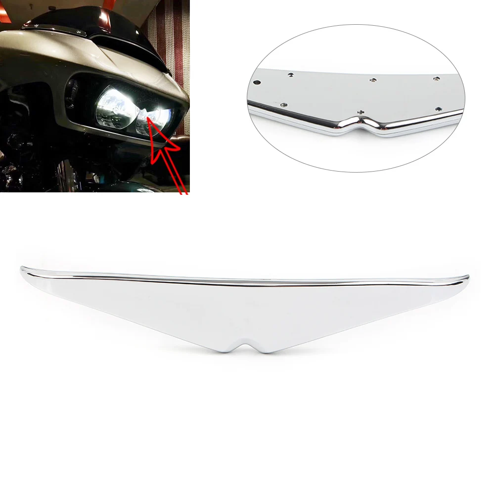 

Chrome ABS Motorcycle Headlamp Headlight Eyebrow Eyelid Trim For Harley Road Glide FLTRX FLTRU 2015-up