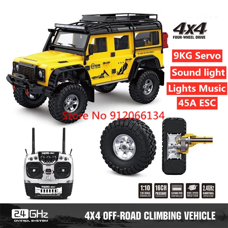 1/10 Professional 4WD Off-Road Painted Finished RC Crawler Car Truck Differential Lock 45A ESC 9KG Servo Remote Control Truck