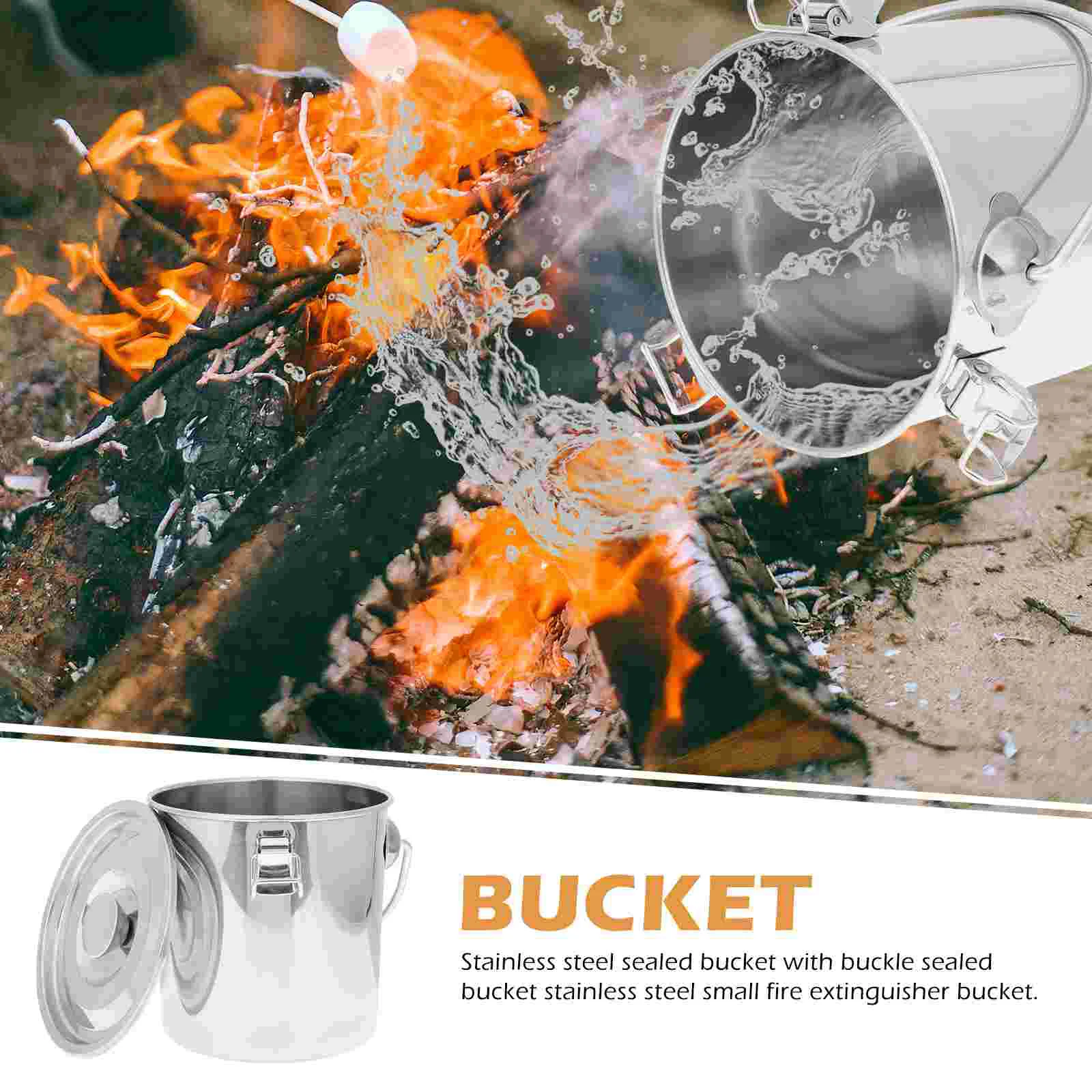 Hook Stainless Steel Fire Extinguisher Portable Freezer Household Bucket Sealed