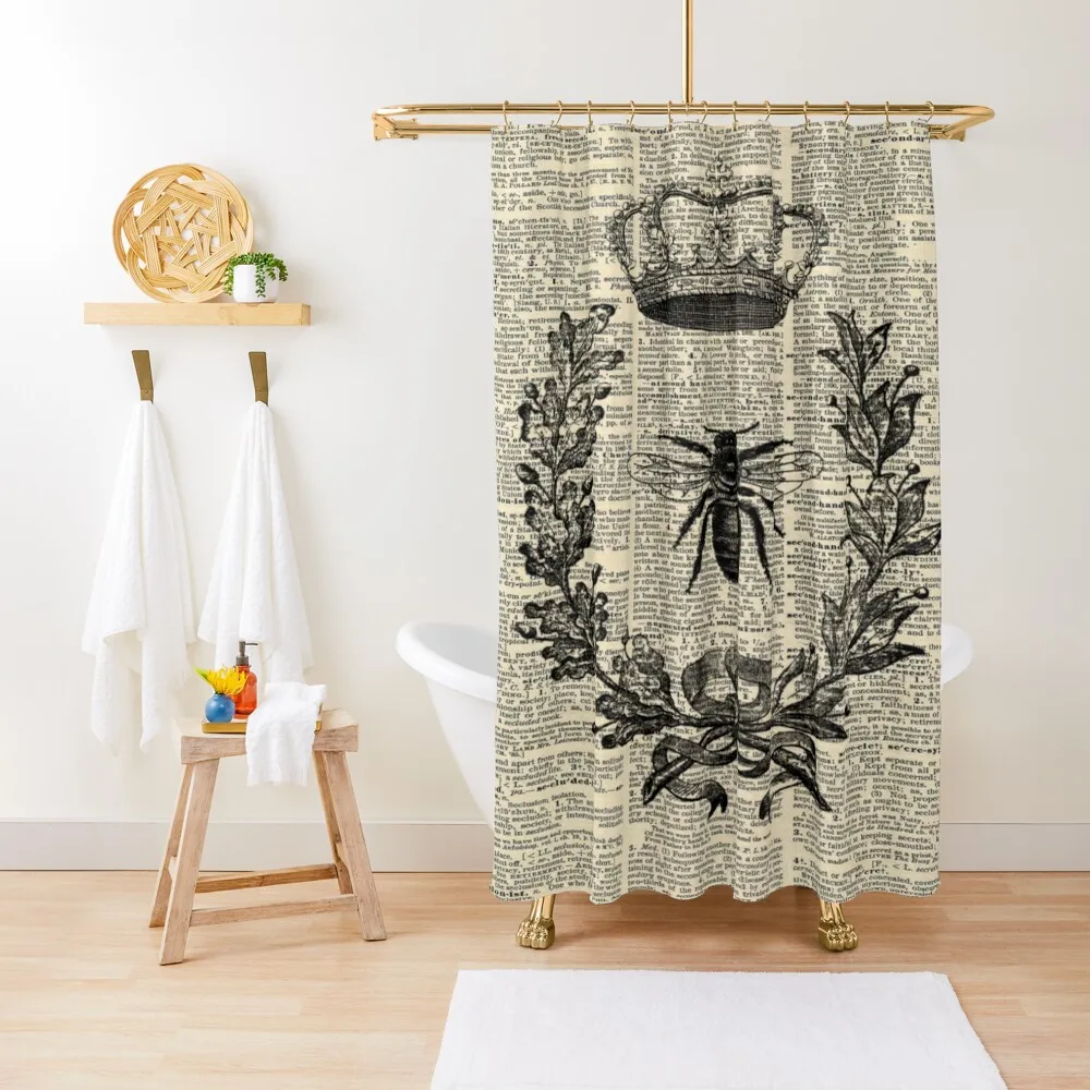 

Paris french garden farmhouse beekeeper honey bee queen Shower Curtain Shower Bathroom Anti-Mold Waterproof Shower Curtain