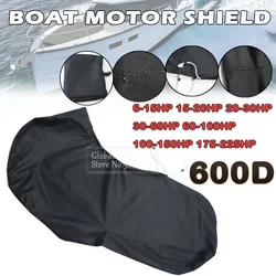 Protezione completa della copertura del motore fuoribordo per barche 600D nera per motore 6-225HP impermeabile antigraffio Sunsh ade a prova di polvere
