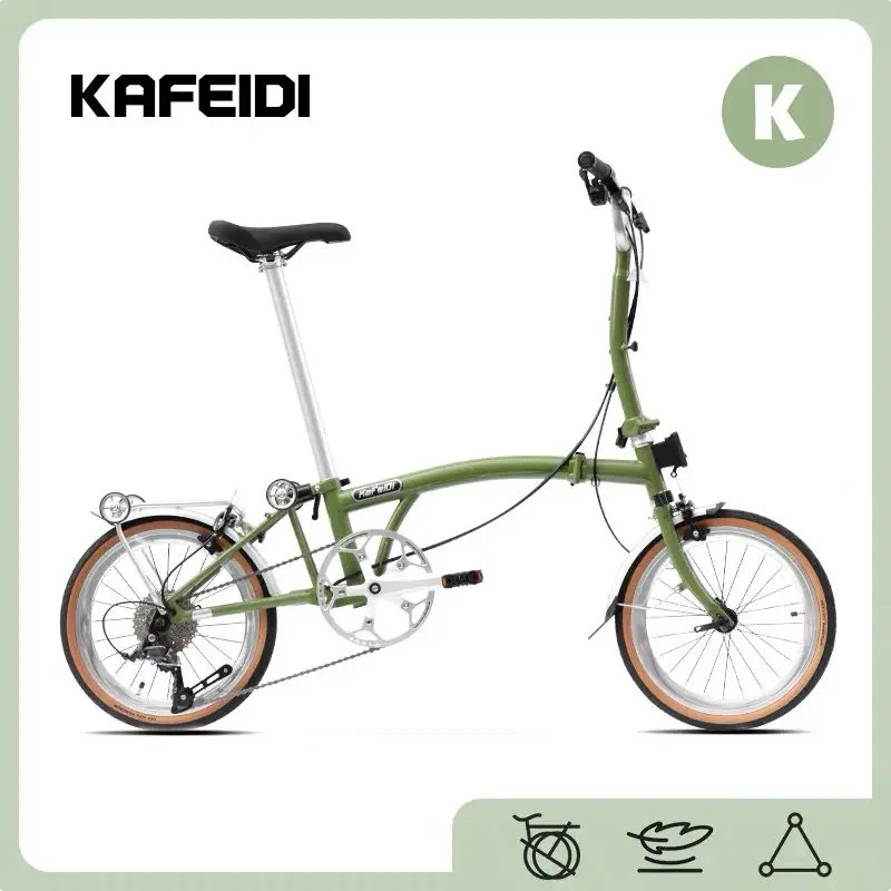 

KaFeiDi Grass Green Складной велосипед из хромо-молибденовой стали 16-дюймовый/20-дюймовый 9-скоростной тройной складной велосипед Складной дорожный велосипед
