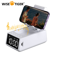 WISETIGER S207 Foldable Music Bluetooth Speaker Stand Speaker with Alarm Clock BT5.3 Sound Box with 12H Display for Home