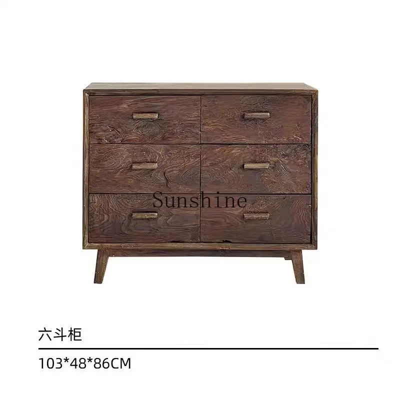 Liudou living room, all solid wood storage, retro and old entrance cabinet by the side of the meal