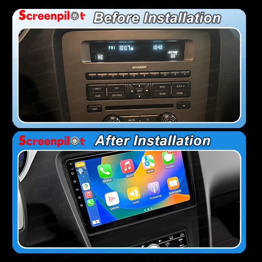 Android 16 For Ford Mustang V S-197 2009 2010 2011 2012-2014 Radio Stereo Screen Multimedia Carplay Car Player GPS Navigation