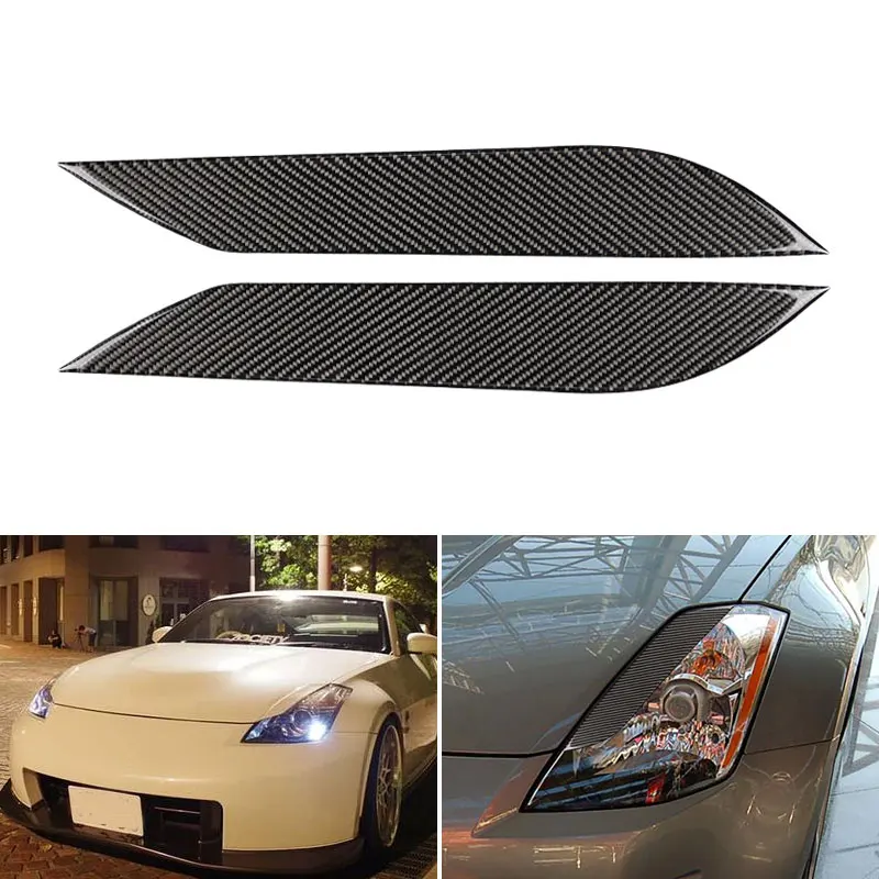 For Nissan 350Z Z33 Coupe 2-Door 2003 2004 2005 2006 2007 2008 Car Carbon Fiber Front Headlight Eyebrow Eyelids Cover Trim