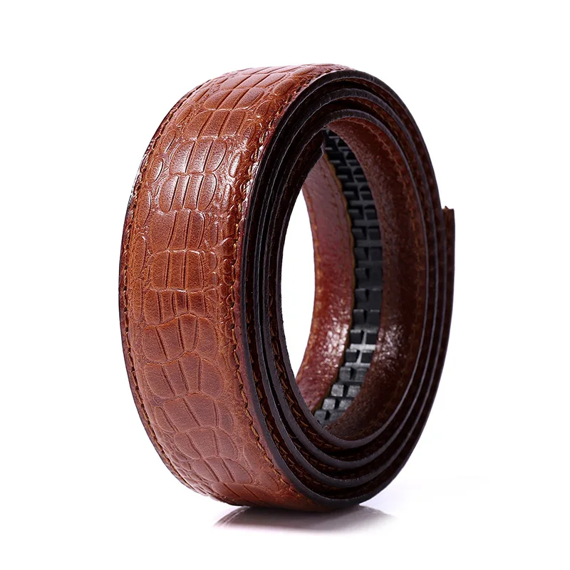 3.5cm Men Genuine Leather Belt Without Buckle for Automatic Buckle DIY Belt Accessories Crocodile Pattern Belts WaistBand