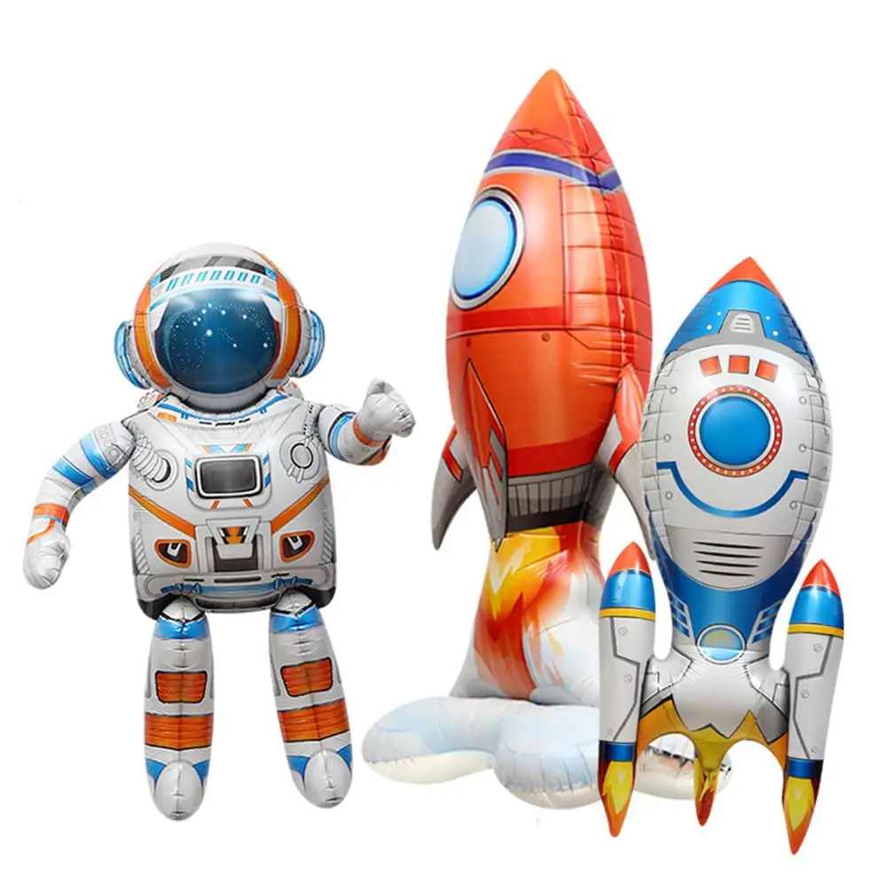 Space Balloons Astronaut Rocket Spaceship 3D Foil Balloons For Kids Birthday Party Decors Universe Outer Space Party Decorations