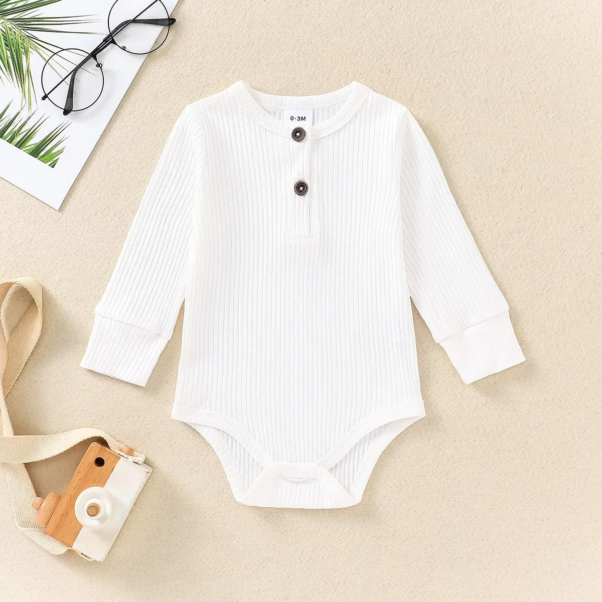 Baby Wrap Solid Color Long Sleeve Baby Infant Bodysuit Crawling Suit Newborn Clothes Huggies