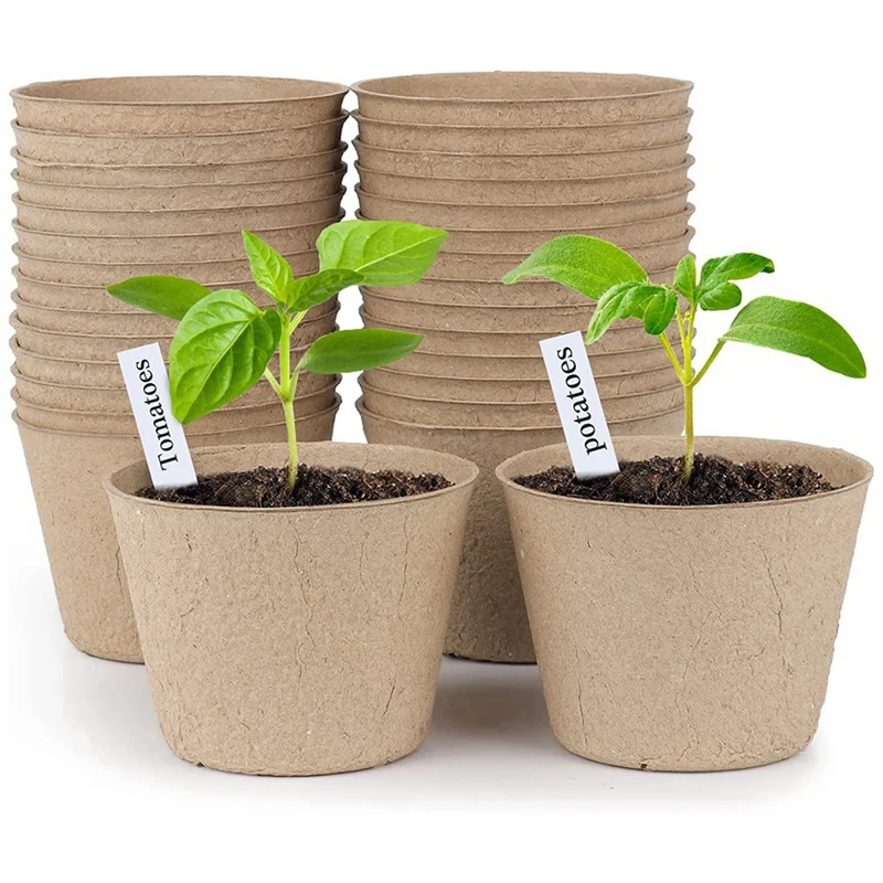 Peat Pots, 30 Pcs 3 Inch Seed Starting Pots Round Nursery Pot, Biodegradable Plants Pots With Bonus 20 Plant Labels