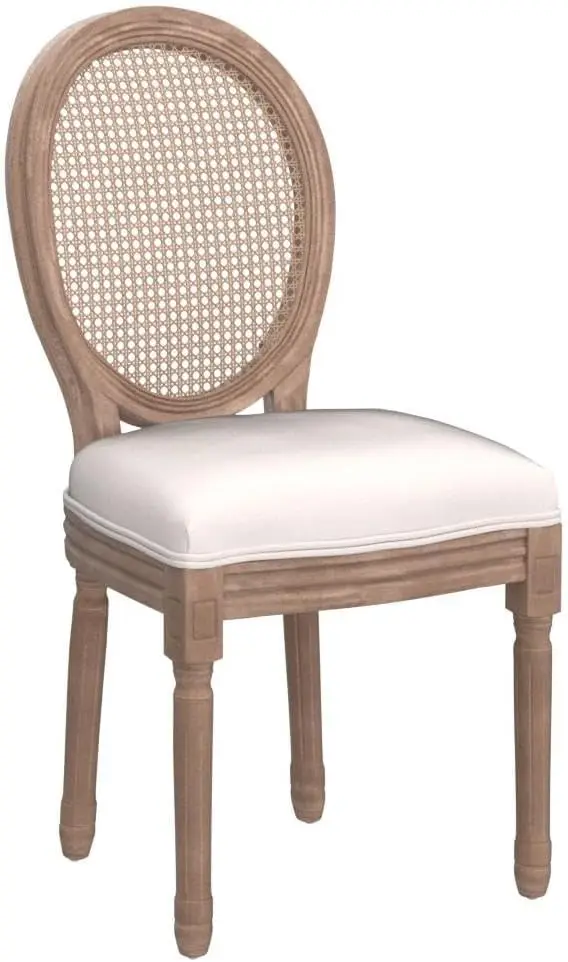 Sedie per sala da pranzo in tessuto rustico Set di 6, sedie francesi con schienale rotondo, sedia da pranzo in Rattan, sedie laterali ovali per sala da pranzo