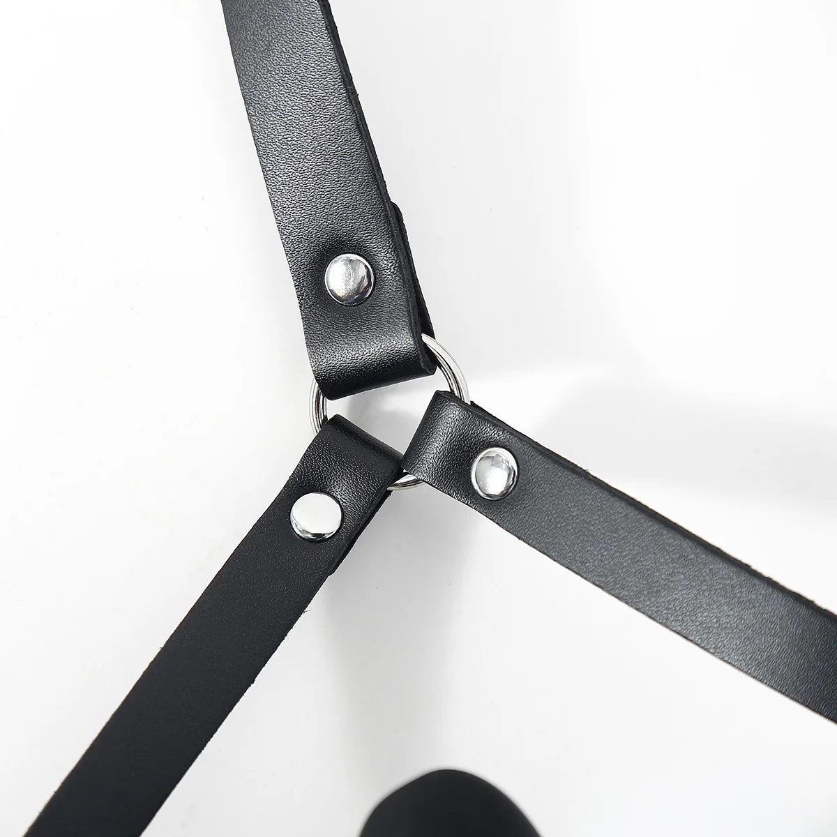 BDSM Leather Head Harness Double Ended Silicone Dildo Mouth Gag Slave Bondage Mask Adult Sex Toy Role Play Fetish Gear Tools view 4