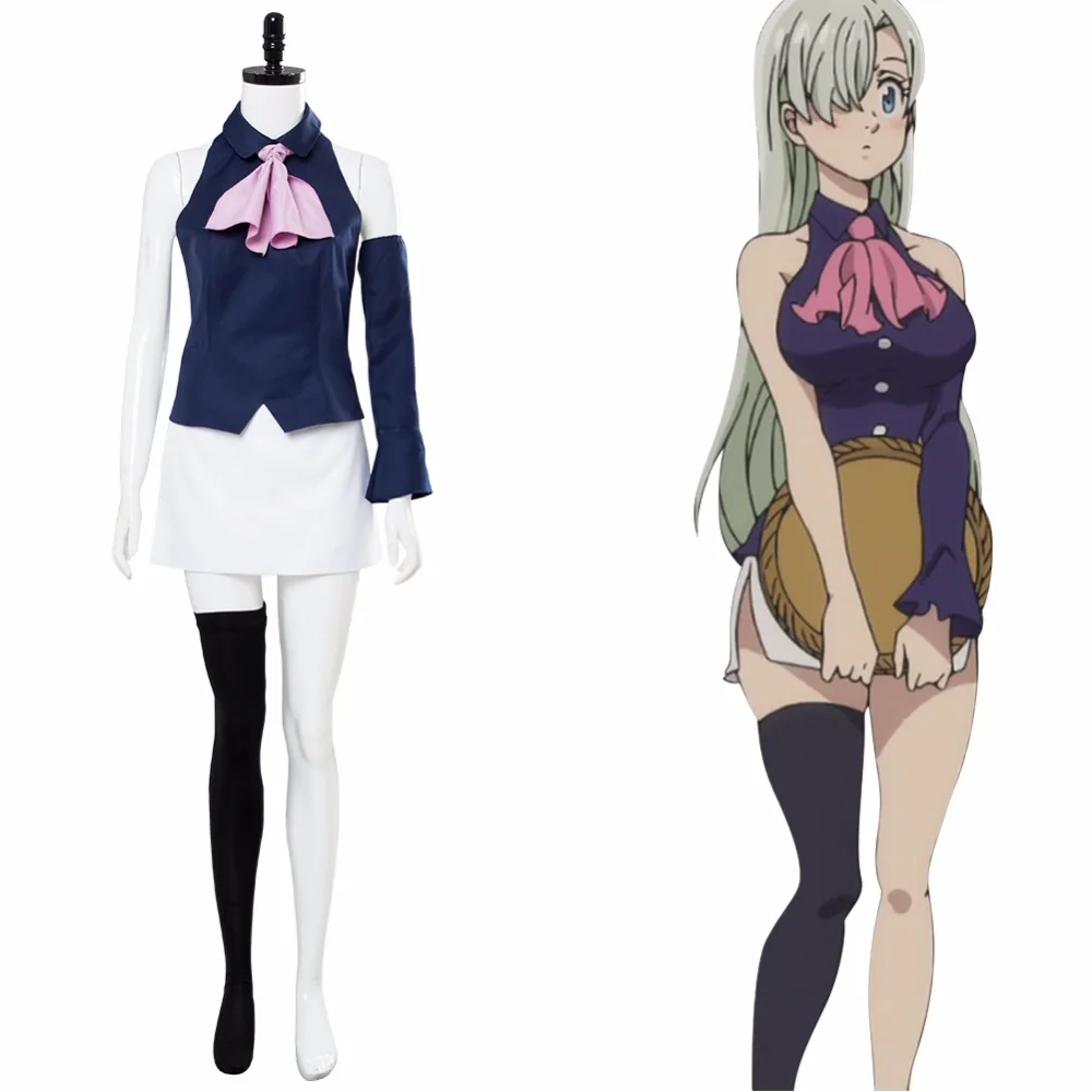 Fato de cosplay dos sete pecados mortais para mulheres, uniforme de garçonete para meninas, Elizabeth Liones, prisioneiras do céu