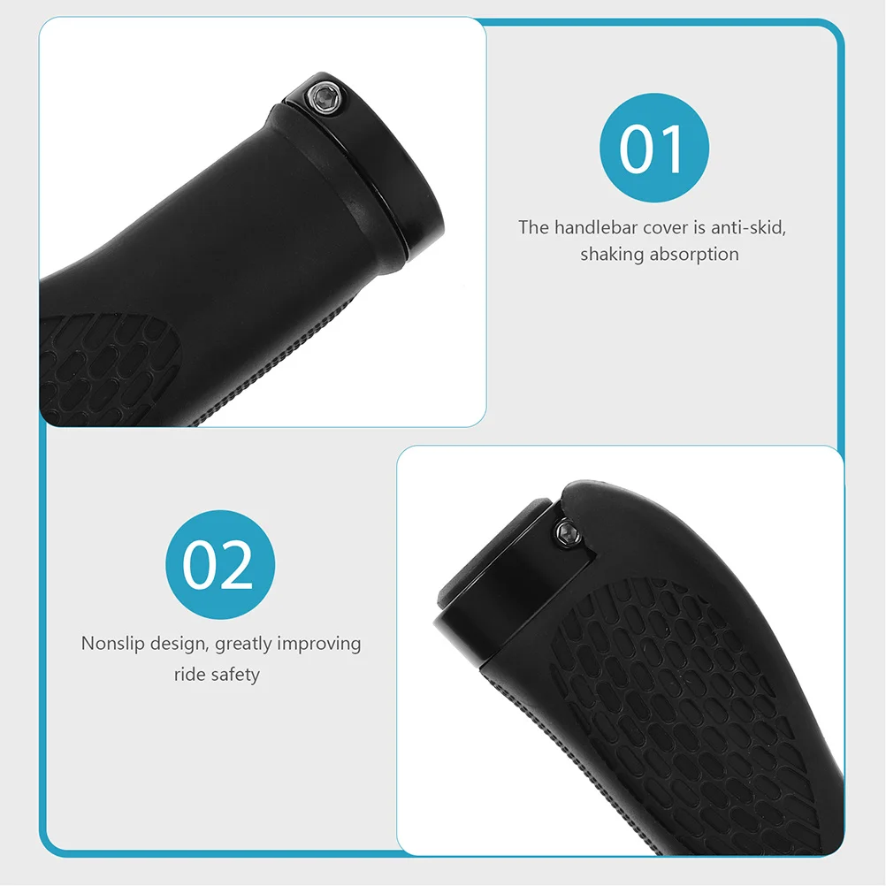 

2Pairs Bicycle Handlebar Grips Rubber Mountain Bike Non-Skid Shockproof Cycling Outdoor Handle Covers Sweat Absorption