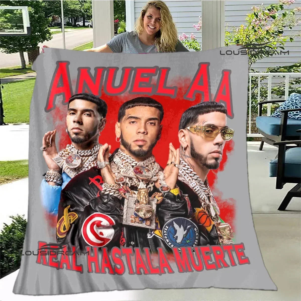 Rapper Anuel AA printed blankets Flange Warm blanket soft and comfortable home travel bed blanket picnic blankets birthday gift