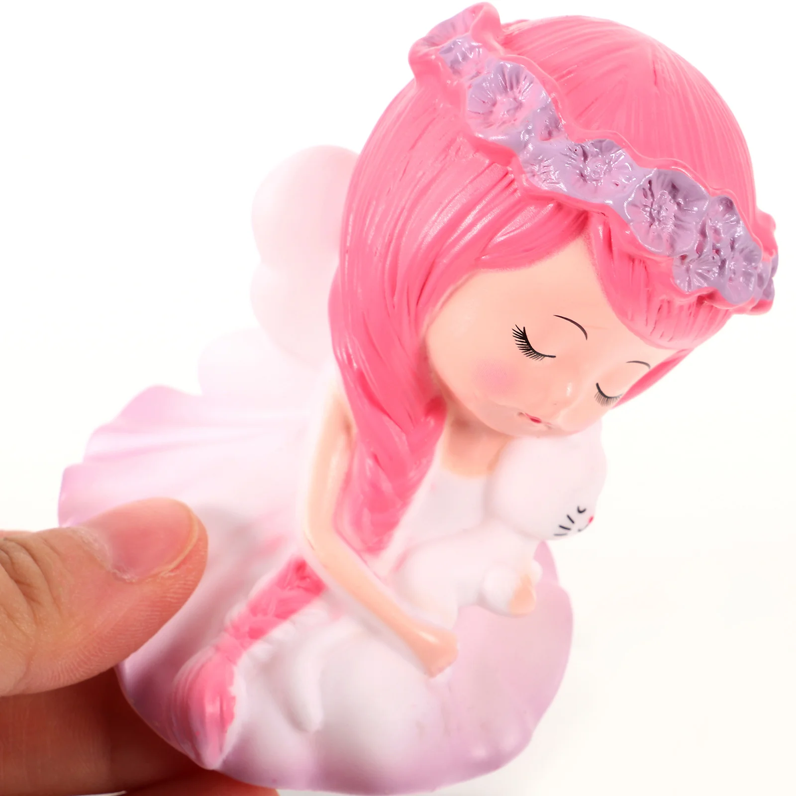 

2pcs Little Girl Statue Wreath Design for Baking Cake Office Kids Room Holiday Decor Mini Sculpture Tabletop Figurine