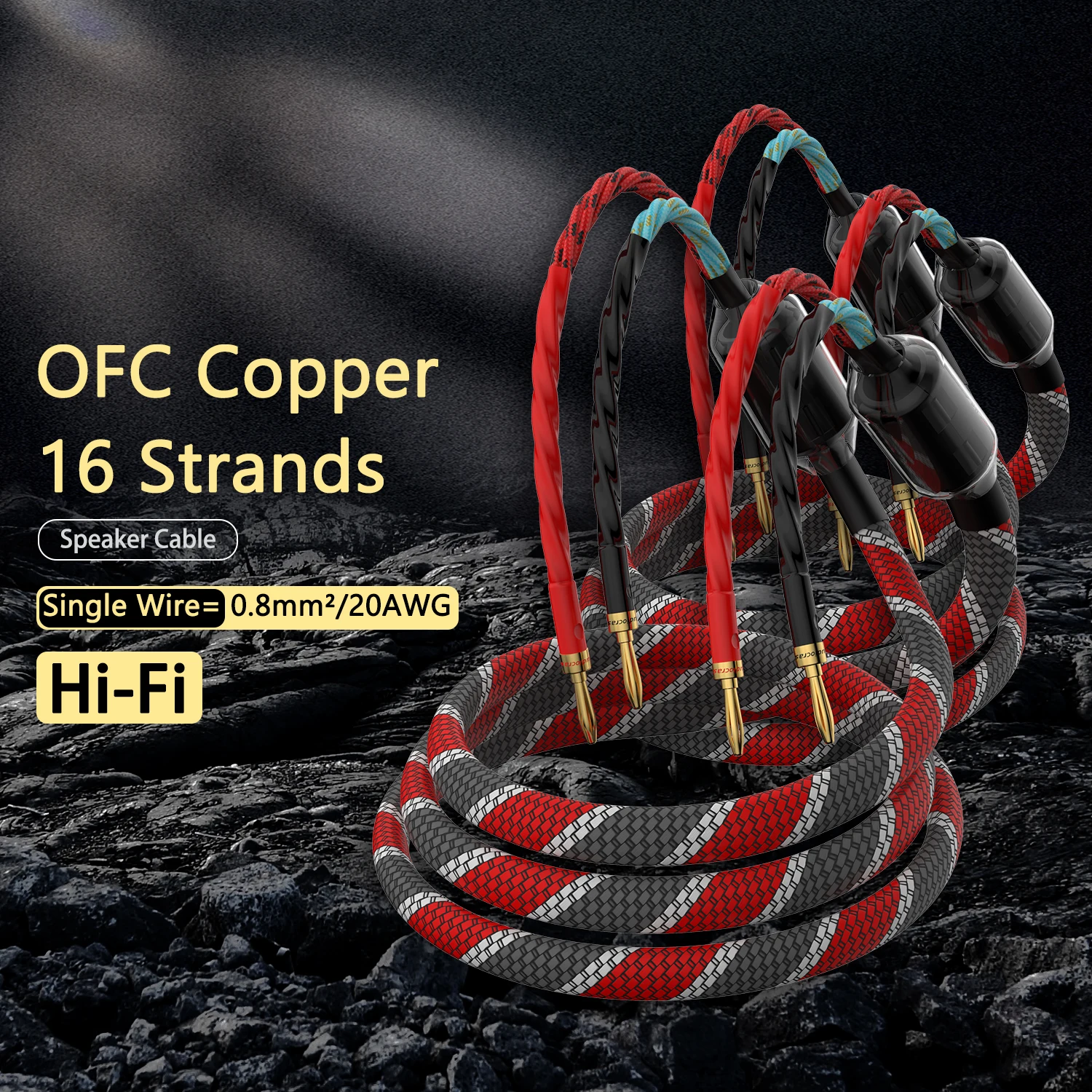 Pair OFC HiFi Audio Speaker Cable Amplifier Loudspeaker Banana Spade plug Wire Line