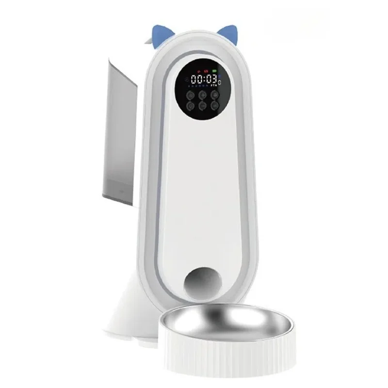 

Small Automatic Pet Feeder Modern Steel Plastic Bowl For Cats Dogs With Remote Monitoring Charging Power Video Access