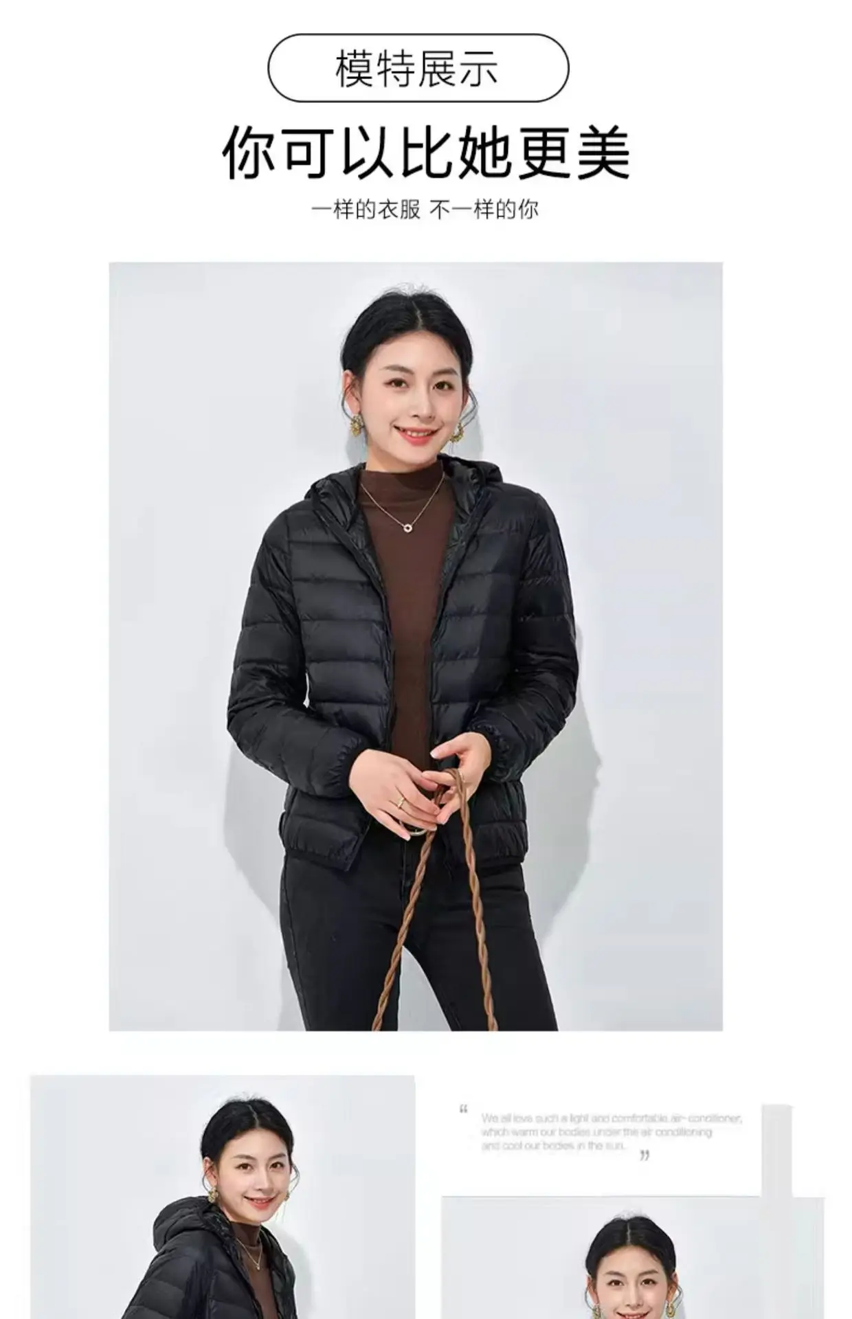 Women's Lightweight Casual Hooded Down Jacket Autumn Winter Minimalist Short Down Coats Female Solid Color Zipper Warm Outerwear