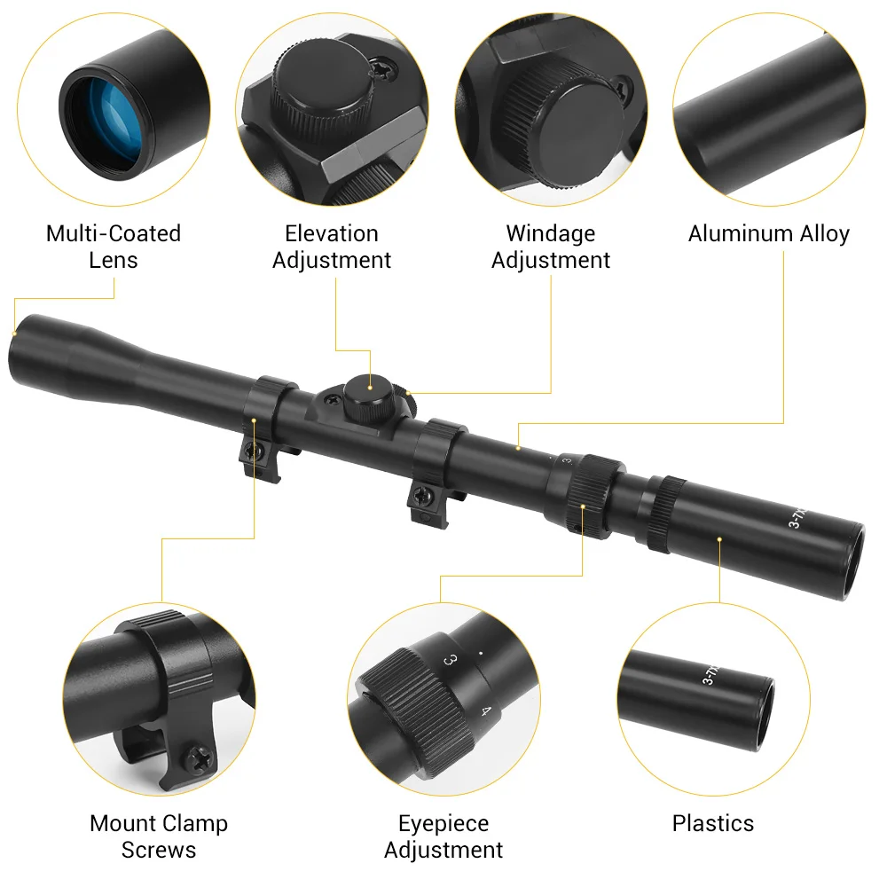 Tactical Riflescope 4x20/4x28/3-7x20/3-7x28 Crosshair Optics Sight Gun Scope Airsoft Hunting Rifle Scope for 11mm Dovetail Rail