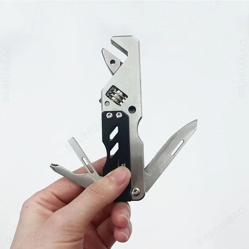 BHBT Multi-functional Mini Wrench Multi-tool 4 in 1 Portable Folding Screwdriver Bottle Opener Outdoor EDC Equipment