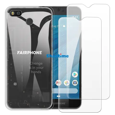 Custodia morbida + confezione da 2 proteggi schermo in vetro temperato per Fairphone 3, 3+, 3 Plus, 3 Pro Protezione completa del corpo