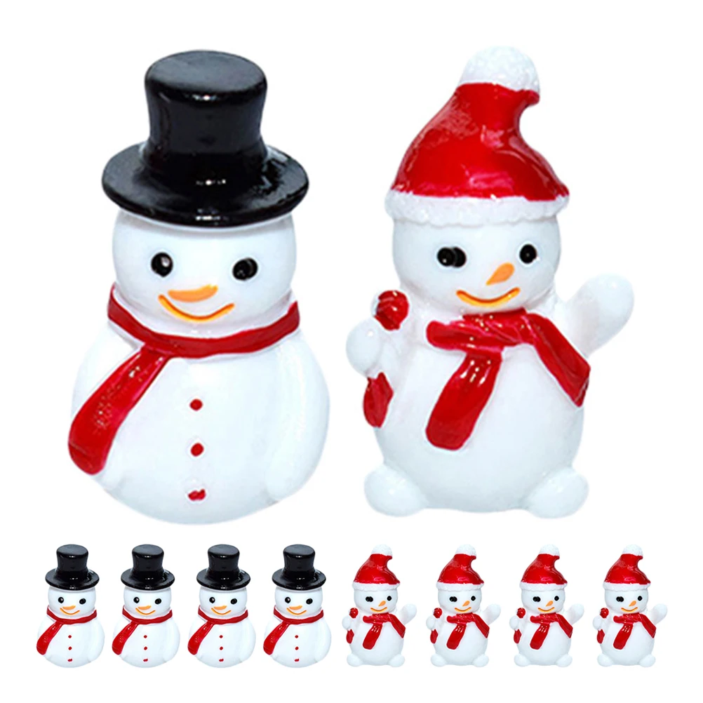 

10Pcs Mini Resin Snowman Ornaments Miniature Christmas Decorations Tiny Resin Figures for Fairy Garden