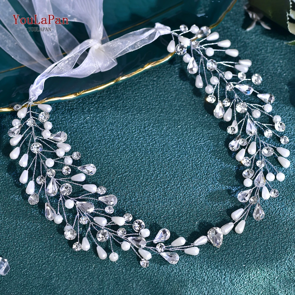 YouLaPan, accesorios para el cabello con diamantes de imitación y perlas de imitación, diadema nupcial para boda, diadema de moda, tocado para fiesta de banquete HP835