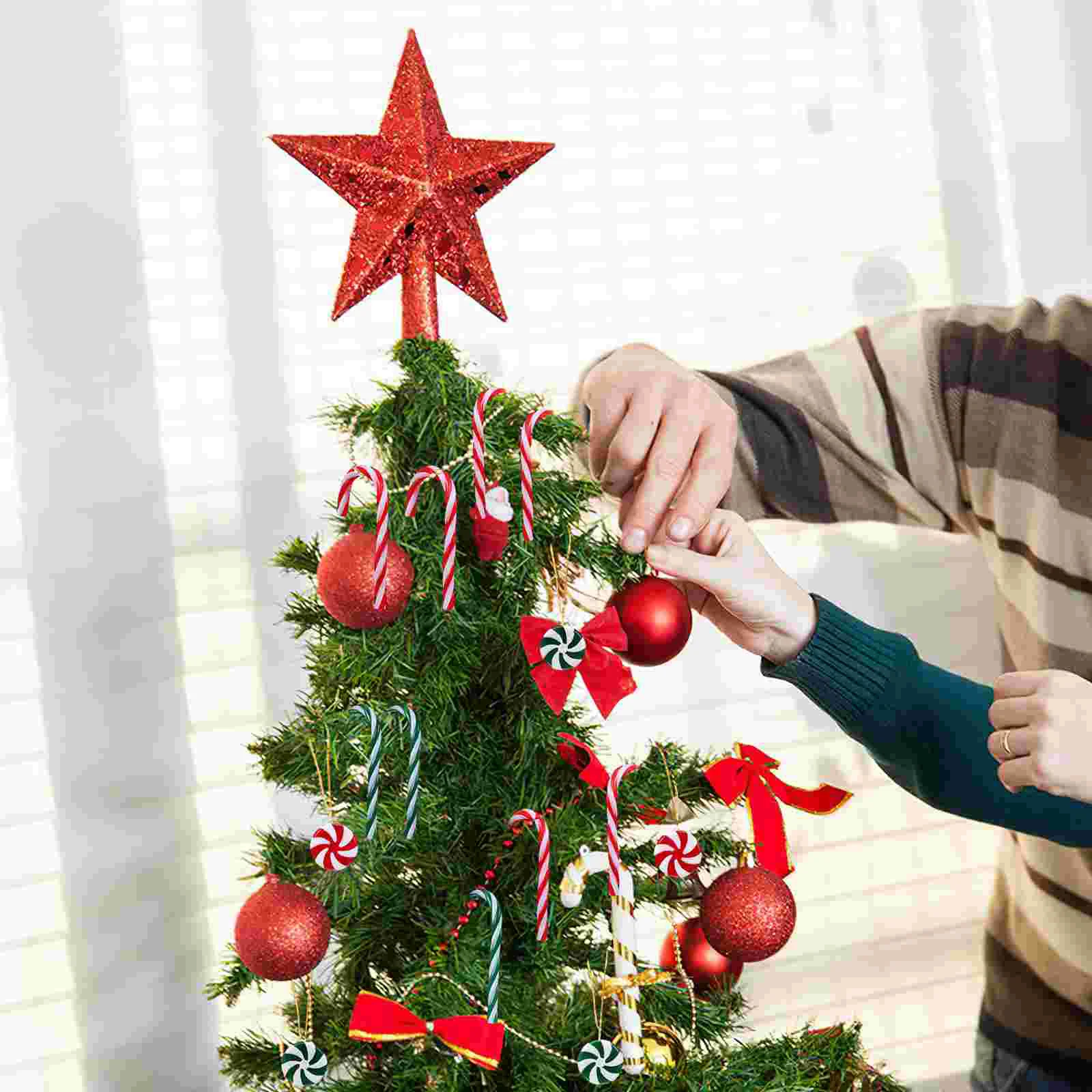 Perlengkapan dekorasi liburan dekorasi permen pesta Natal, ornamen tongkat gantung Natal