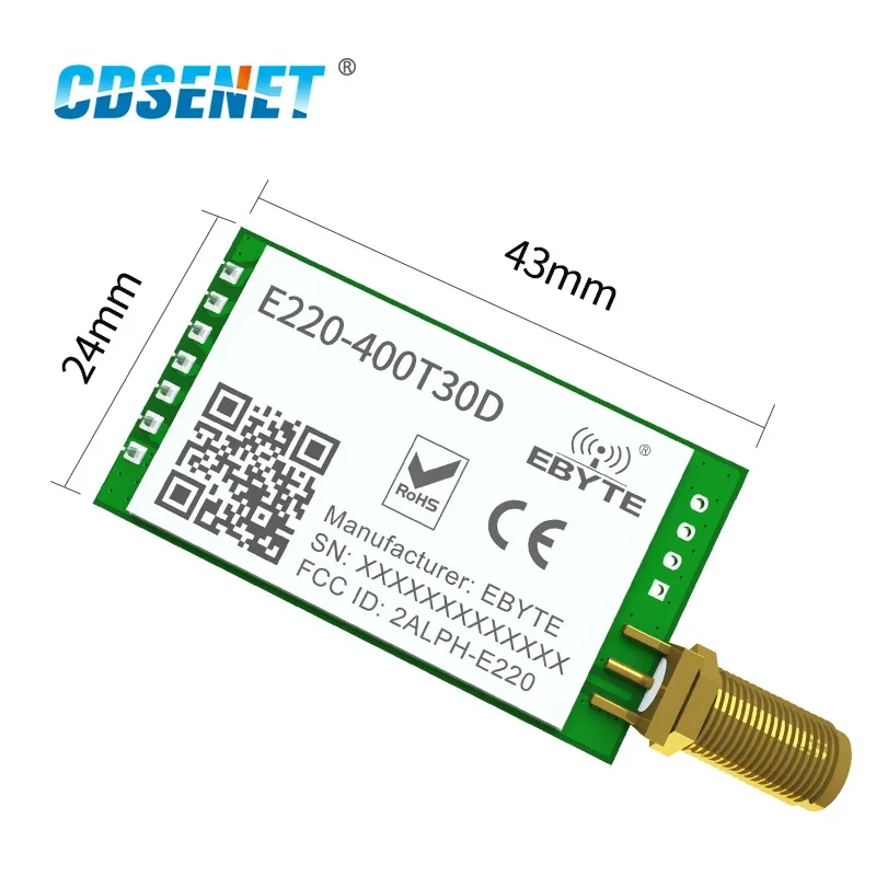 Módulo inalámbrico LoRa LLCC68 433/470MHz, 30dBm, 10km, RSSI, CDSENET, E220-400T30D, comunicación Wake-on-Air, transmisión de llave Watchdog