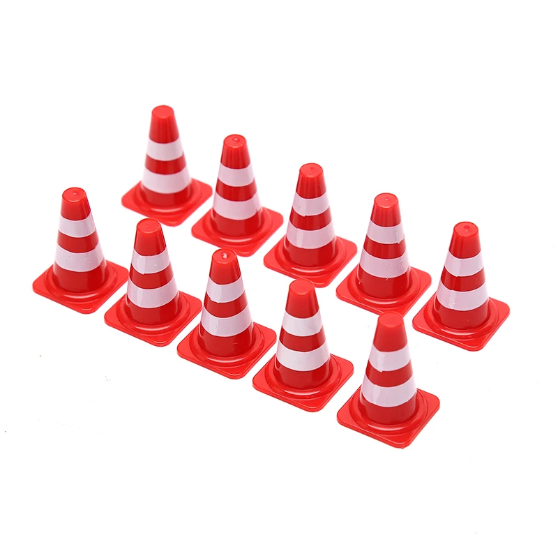 Roadblock Mini Traffic Signs Roadblock Toy for Kids Construction Car Theme Party Mini PlasticTraffic Cones Sport Training 10pcs