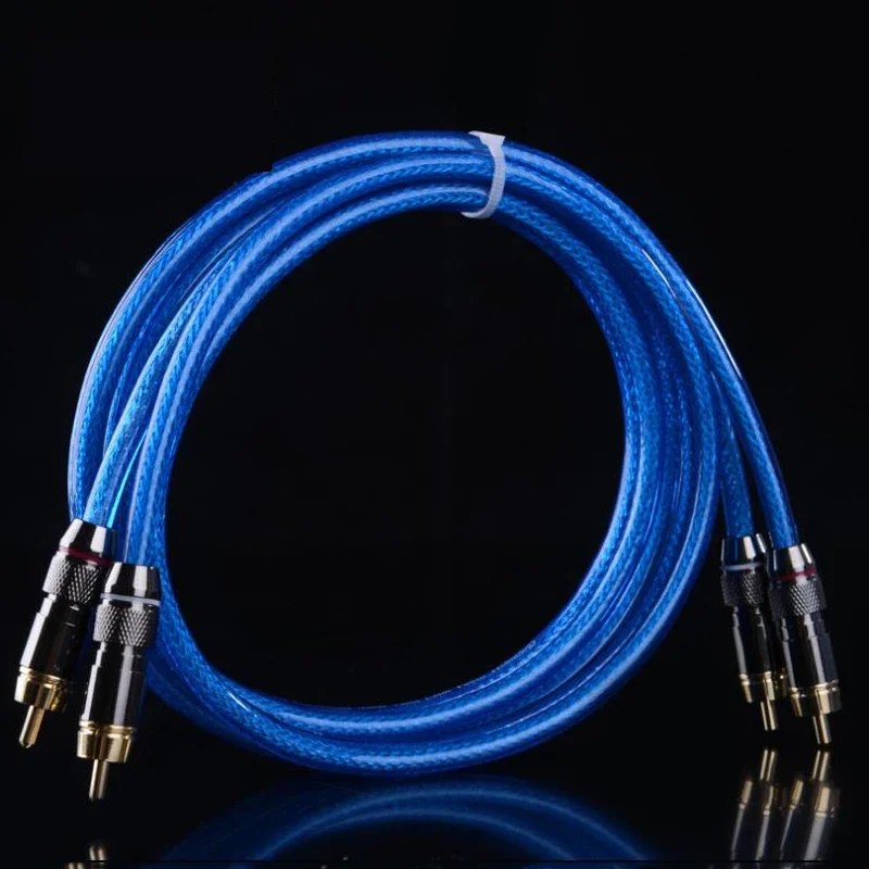Winaqum 1 계량기 구리 와이어, 파란색 투명 OFC, DIY 2 RCA 와이어 상호 연결 오디오 케이블 TV 라인 W-253A