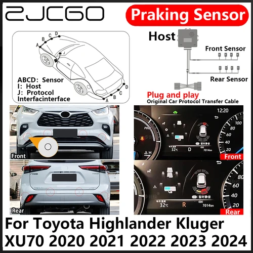 ZJCGO OEM 전면 후면 후진 주차 센서, PDC 자동차 후진 AID 시스템, 도요타 하이랜더 클루거 XU70 2020 ~ 2024