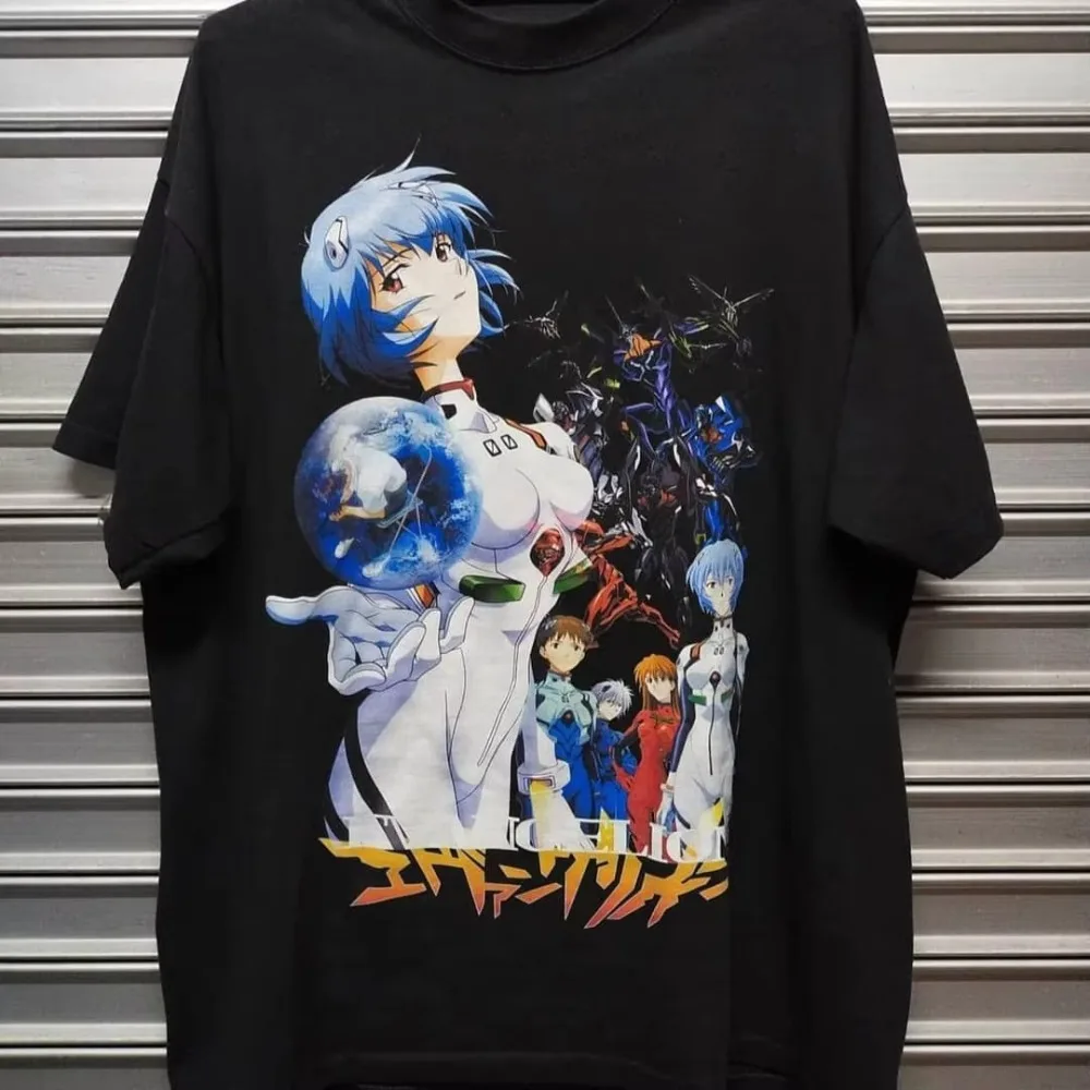 Neon Genesis Evangelion Ayanami camiseta Anime Y2k algodón estampado gráfico de gran tamaño manga corta ropa de calle Hip Hop Casual Fitness