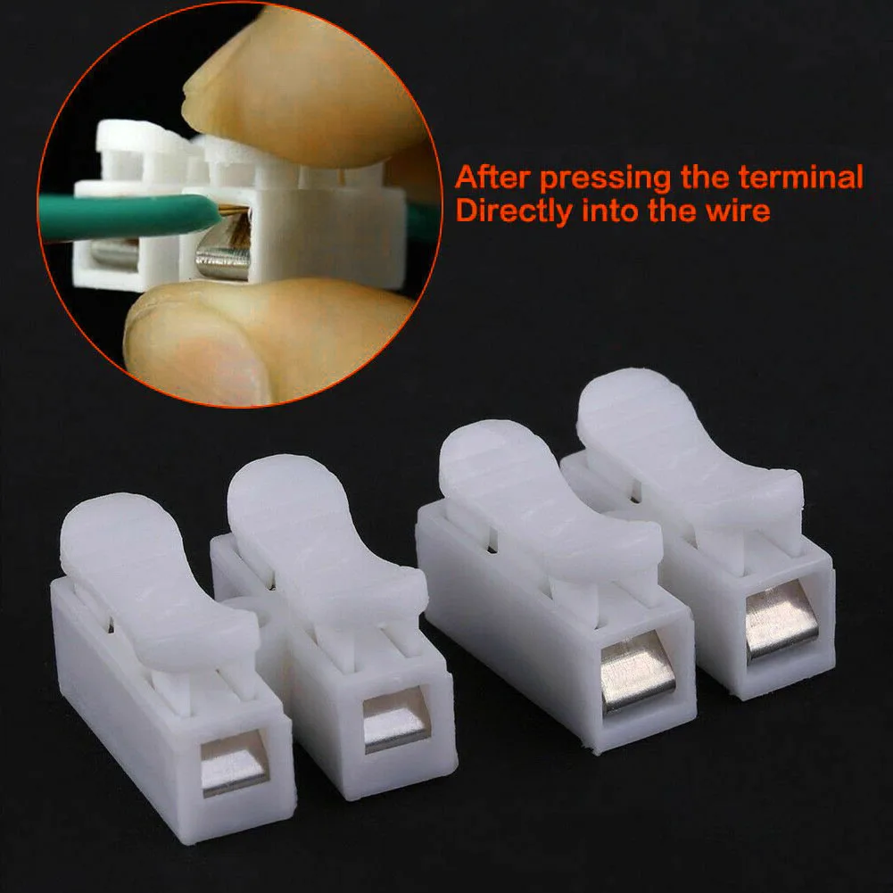 30Pcs CH2 Spring Quick Wire Connector Cable Clamp Terminal Block LED Strip Light  No Welding No Screws Crimp Connector