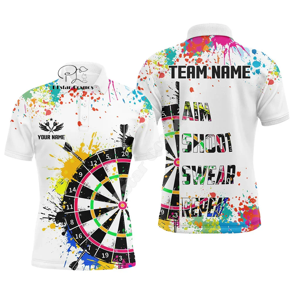 

Custom Name Darts Camo Vintage Flame Graffiti Tattoo Multicolor 3DPrint Harajuku Summer Funny Short Sleeves Polo Jersey Shirts K