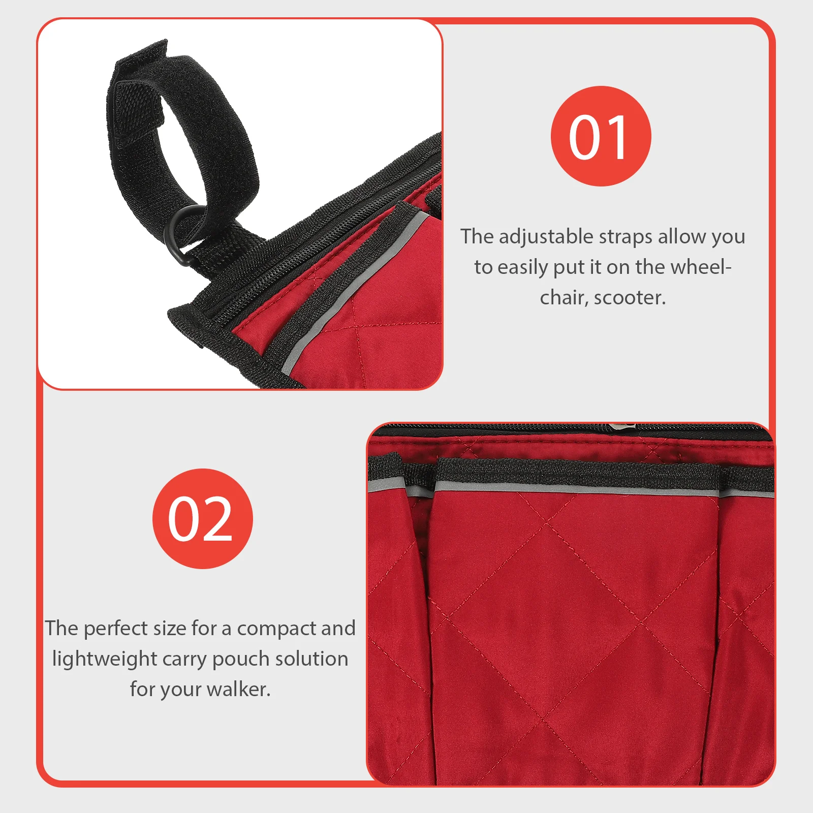 Convenient Wheelchair Side Bag Compact Lightweight Carry Solution Perfect Size for Walker and Wheelchair Accessories