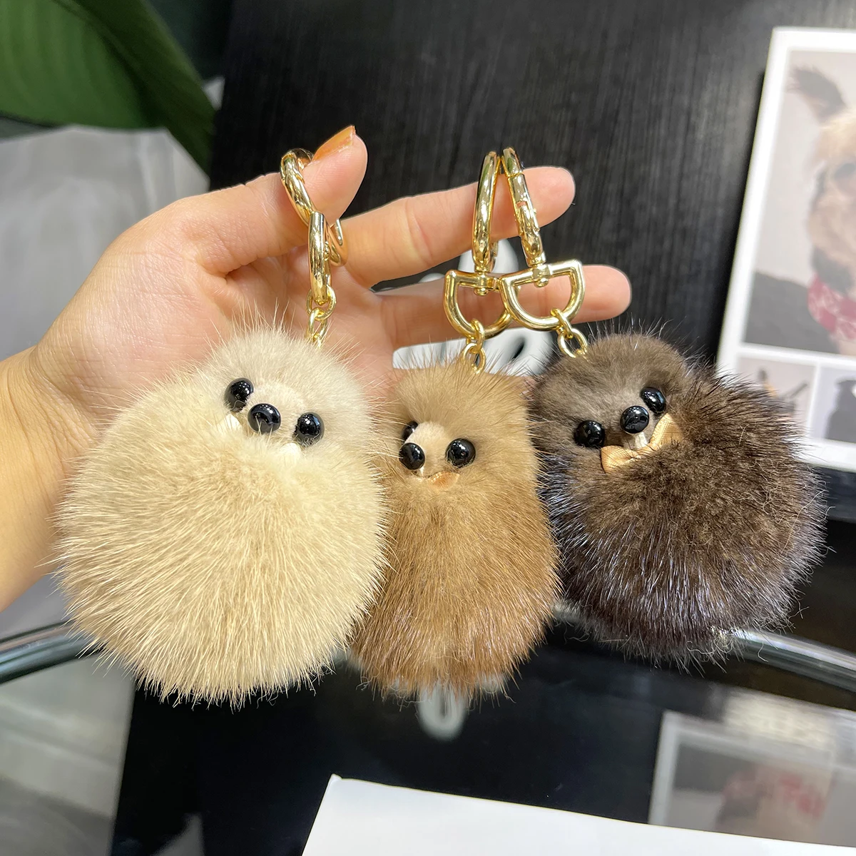 Fuchs Spielzeug natürlichen Nerz Fell Echtpelz handgemachte niedliche Schlüssel anhänger Tasche Zubehör Auto Schlüssel bund Schlüssel ringe Geschenk für Frauen Mädchen Zubehör – Detail 15
