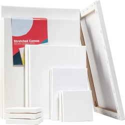 4-piece Set of Stretch Canvas, 100% Pure Cotton Blank Canvas for DIYOil Painting, Acrylic Paint, and Other Painting Media