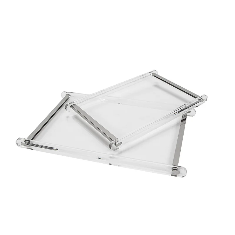 

Modern European light luxury acrylic silver edge tray, desktop storage plate, jewelry decoration
