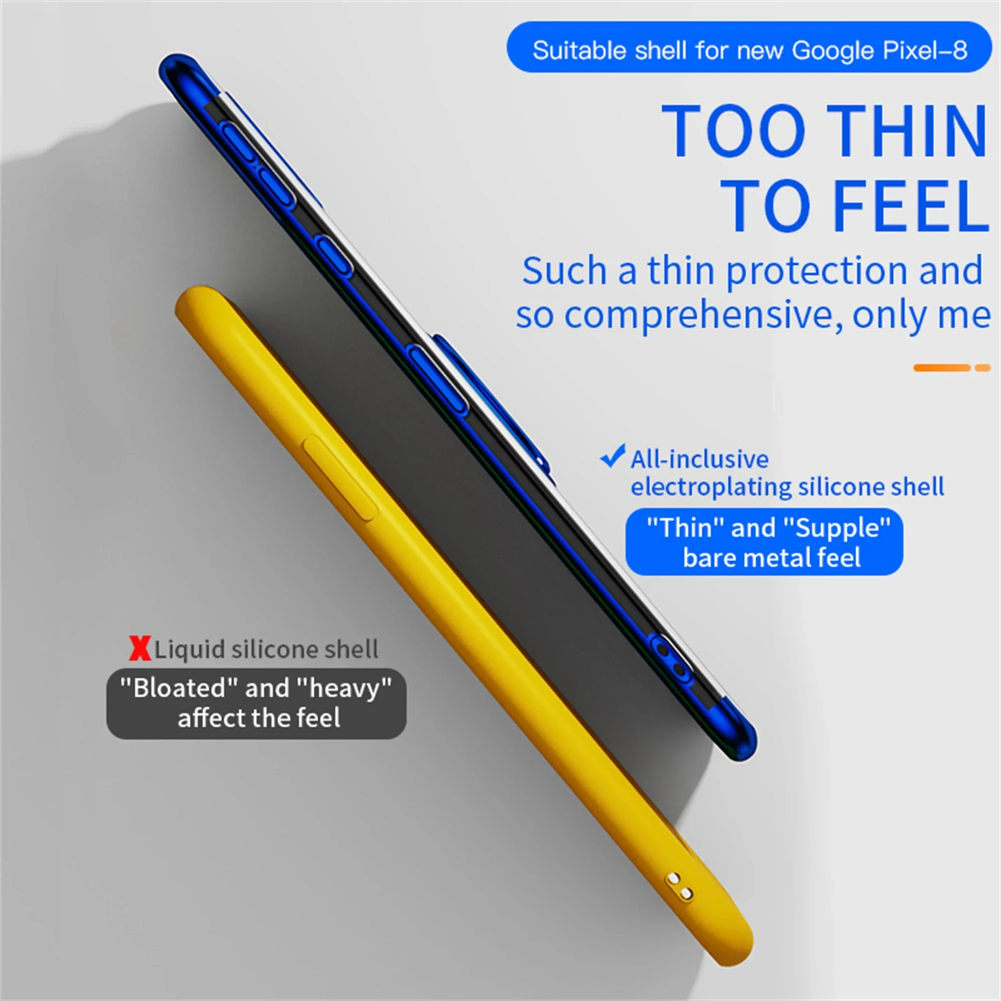 Funda de teléfono magnética transparente con revestimiento delgado para Google Pixel 9Pro 9 8Pro 8A 8 7Pro 7A 7 6A 5A cubierta de soporte de anillo de Metal