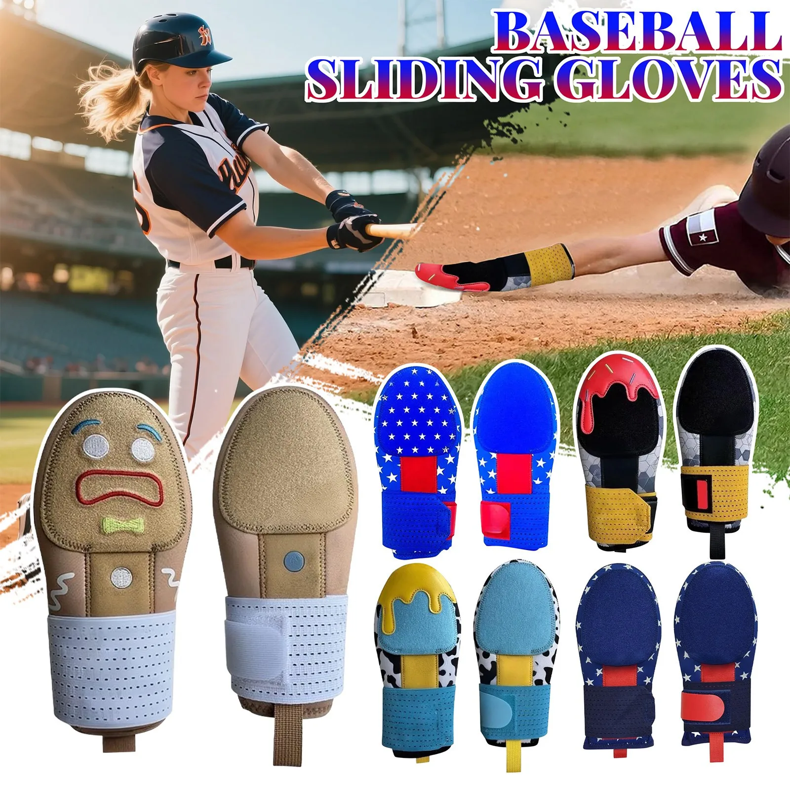 

Baseball Sliding Mitt Sliding Gloves,Left and Right Hand Options for Youth & Children Hand Protection with Easy on and Off Desig
