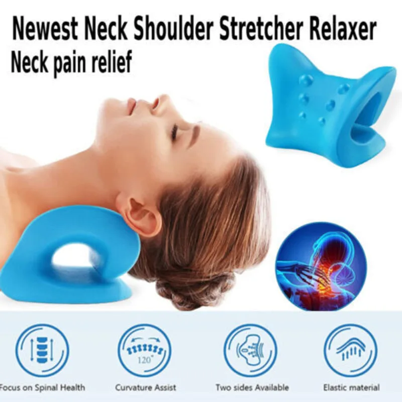 Neck Shoulder Stretcher Relaxer V-curve Design Cervical Massage Correction Traction Therapy Pillow PU Neck Massager Relaxation