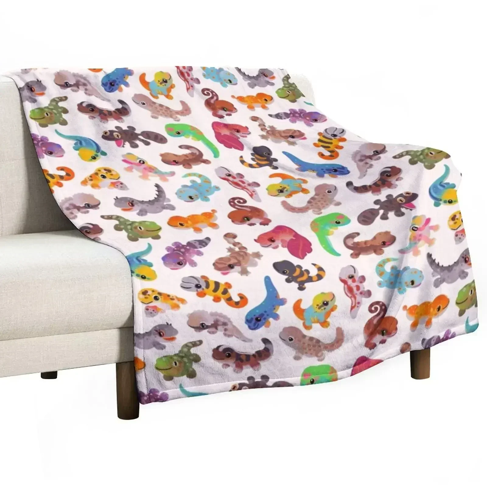Gecko - bright Throw Blanket Sofa Quilt Retros Camping Baby Softest Winter beds Blankets